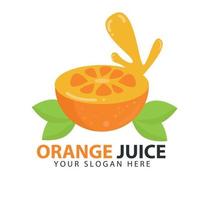 conception de logo orange avec des demi-oranges produisant une pression d'orange. illustration vectorielle vecteur