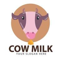 création de logo vectoriel tête de vache avec accessoires de cloche. création de logo de lait de vache