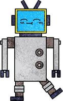 robot de dessin animé de texture grunge rétro vecteur