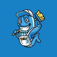 sympathique personnage de mascotte de lavage de baleine vecteur