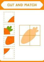 couper et assortir des parties de carotte, jeu pour enfants. illustration vectorielle, feuille de calcul imprimable vecteur