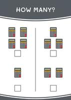 combien de calculatrice, jeu pour enfants. illustration vectorielle, feuille de calcul imprimable vecteur