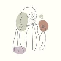 abstrait belle fille hijab memphis dessin au trait pastel vecteur