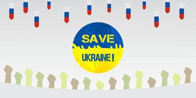 illustration vectorielle d'arrêter la guerre ukraine russie en bleu et jaune vecteur