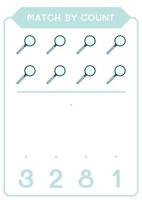 match au compte de la loupe, jeu pour enfants. illustration vectorielle, feuille de calcul imprimable vecteur