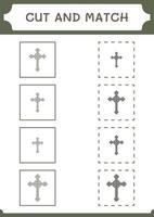 couper et assortir des parties de croix chrétienne, jeu pour enfants. illustration vectorielle, feuille de calcul imprimable vecteur