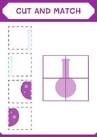 couper et assortir des parties de flacon de chimie, jeu pour enfants. illustration vectorielle, feuille de calcul imprimable vecteur