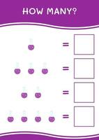 combien de flacon de chimie, jeu pour enfants. illustration vectorielle, feuille de calcul imprimable vecteur
