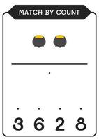 match par compte de chaudron, jeu pour enfants. illustration vectorielle, feuille de calcul imprimable vecteur