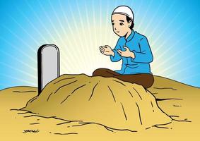 homme musulman priant au cimetière