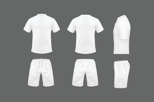 t-shirt à manches courtes et col rond et maquette de pantalon blanc court vecteur