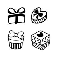 boîtes-cadeaux à rayures pour décorer des cartes pour des célébrations telles que des anniversaires, des mariages. vecteur