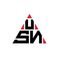 création de logo de lettre triangle usn avec forme de triangle. monogramme de conception de logo triangle usn. modèle de logo vectoriel triangle usn avec couleur rouge. logo triangulaire usn logo simple, élégant et luxueux.