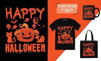conception de t-shirt joyeux halloween, élément de typographie halloween de conception de modèle vecteur