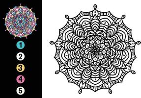 conception de mandala couleur par numéro. coloriage numéroté avec joli mandala vecteur