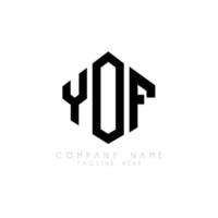 création de logo de lettre yof avec forme de polygone. création de logo en forme de polygone et de cube. modèle de logo vectoriel yof hexagone couleurs blanches et noires. yof monogramme, logo d'entreprise et immobilier.