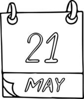 calendrier dessiné à la main dans un style doodle. 21 mai. journée mondiale de la diversité culturelle pour le dialogue et le développement, date. planification des éléments vectoriels vecteur