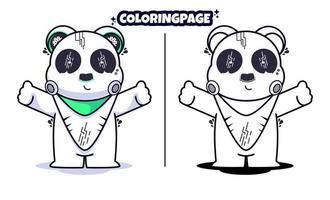 robot panda salue des pages à colorier adaptées aux enfants vecteur