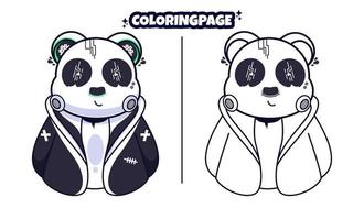 mignon robot panda portant costume coloriage adapté aux enfants vecteur