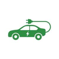 vecteur de conception d'icône de voiture électrique verte