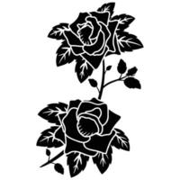 fleur motif rose noire silhouette vecteur