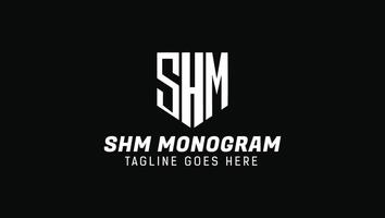 shm bouclier style monogramme nom initiales modèle de conception de logo vecteur