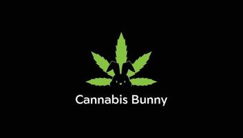 logo de feuille de marijuana animal lapin cannabis vecteur