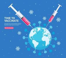 style d'illustration plat de la campagne de vaccination. le temps de vacciner. vecteur
