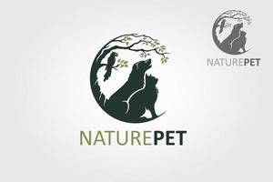 illustration du logo vectoriel des animaux de compagnie de la nature. étiquette d'icône animale moderne pour magasin, clinique vétérinaire, hôpital, refuge, services aux entreprises, etc.