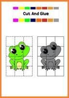 couper et coller une jolie grenouille. jeu éducatif pour les enfants. vecteur