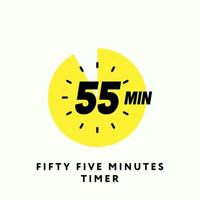 Icône de minuterie de 55 minutes, design plat moderne. horloge, chronomètre, chronomètre indiquant l'étiquette de cinquante cinq minutes. temps de cuisson, indication du compte à rebours. eps vectoriel isolé.