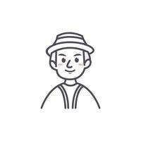 mignon garçon avec chapeau enfants face portrait plat illustration pour photo de profil vecteur