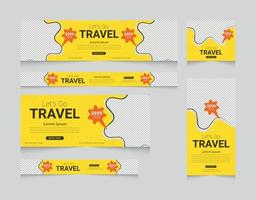 conception de modèle de publication de bannière web de vente de voyage vecteur