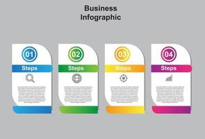 Modèle d'élément infographique coloré en 4 étapes. conception pour la présentation. vecteur