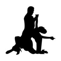silhouette d'un couple de danseurs. homme et femme dansant le tango. illustration vectorielle isolée sur fond blanc vecteur