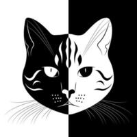 portrait de chat noir et blanc de vecteur. conception élégante. impression, affiche, logo. animal de compagnie. illustration vectorielle vecteur