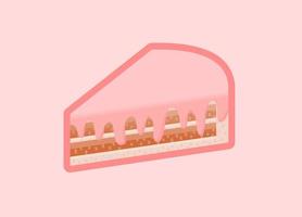 vecteur d'icône de gâteau rose avec du chocolat à l'intérieur avec une illustration de couleur pastel pour l'affiche de nourriture et l'élément graphique