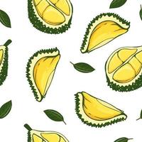 illustration vectorielle de fruits durian mignon modèle sans couture. vecteur