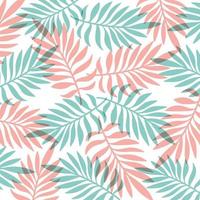 fond de feuilles tropicales simples. toile de fond abstraite avec des feuilles de palmier superposées de couleur bleue et rose. vecteur de fond d'écran d'été.