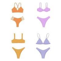 ensemble maillot de bain violet et orange vecteur