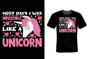 conception de t-shirt licorne, vintage, typographie vecteur