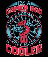 conception de t-shirt de jeu gamer papa vecteur