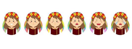 avatar ukraine avec diverses expressions vecteur
