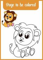livre de coloriage pour les enfants. lion mignon vecteur