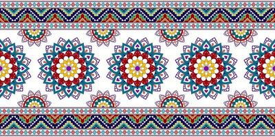 ikat mandala géométrique abstrait motif ethnique sans couture. tapis en tissu aztèque ornements de mandala décorations textiles papier peint. tribal boho mandalas indigènes turquie vecteur de broderie traditionnelle