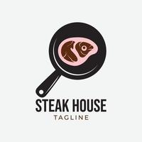 modèle de conception de logo de steak rétro vecteur