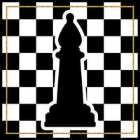 échiquier avec un évêque de pièce d'échecs et un cadre en or. jeu de vacances de noël traditionnel. vecteur