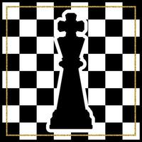 échiquier avec un roi de pièce d'échecs et un cadre en or. jeu de vacances de noël traditionnel. vecteur