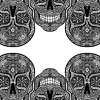 crâne de tatouage, illustration vectorielle noir et blanc sur fond blanc, symbole du jour des morts. vecteur