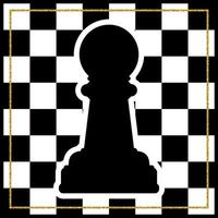 échiquier avec un pion de pièce d'échecs et un cadre doré. jeu de vacances de noël traditionnel. vecteur